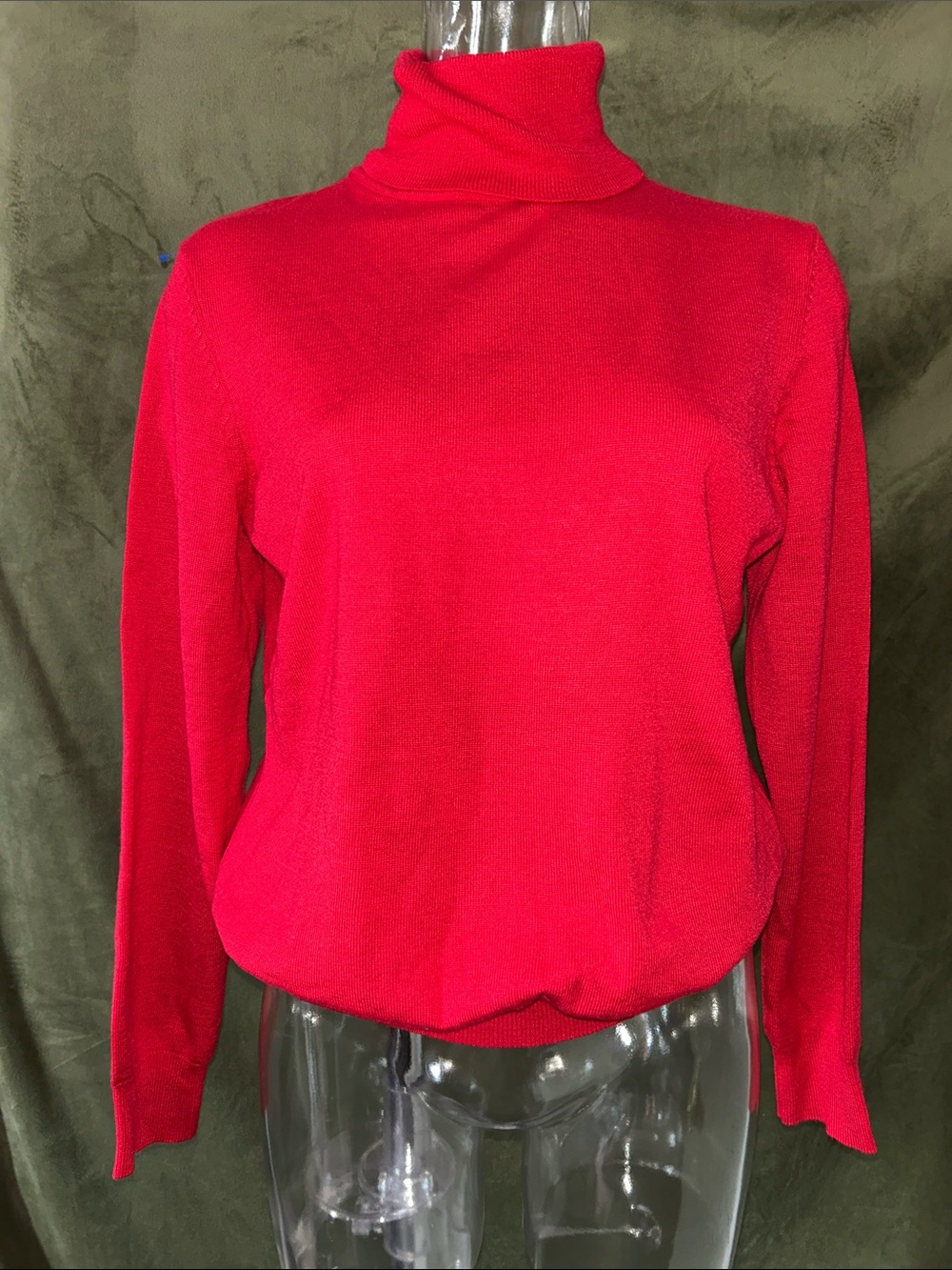 Women's Red Turtleneck Sweater Top - Lightweight Long Sleeve